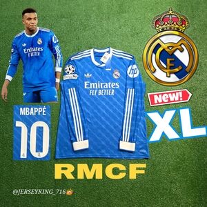 Adidas Real Madrid CF Kylian Mbappe #10 2025/2026 Third Long Sleeve Jersey UCL